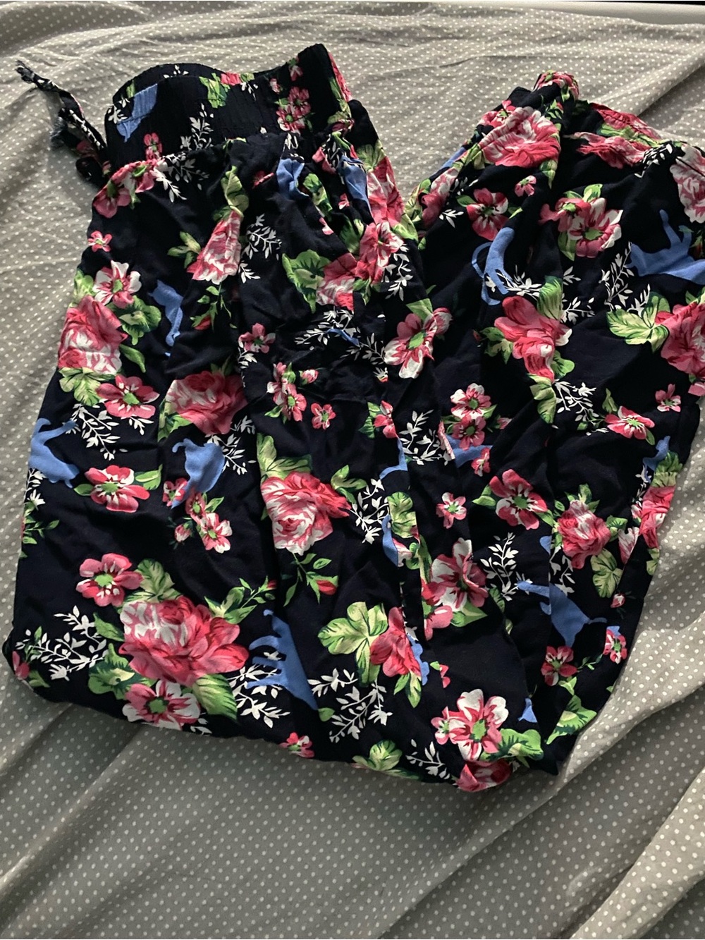 Navy Floral Pull-On Pants